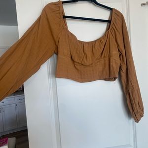 Brown long sleeve crop top